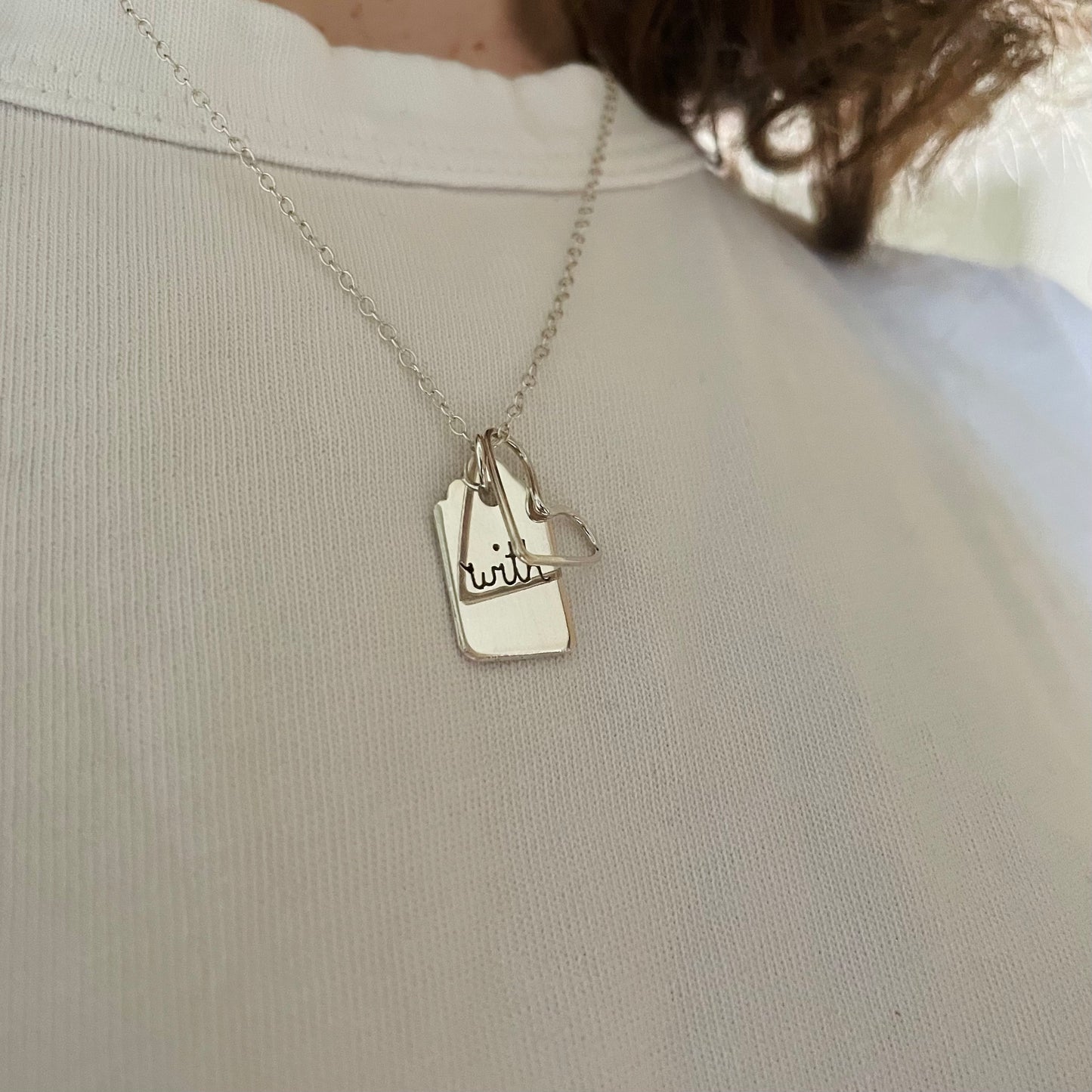 With Love Heart Necklace - Silver