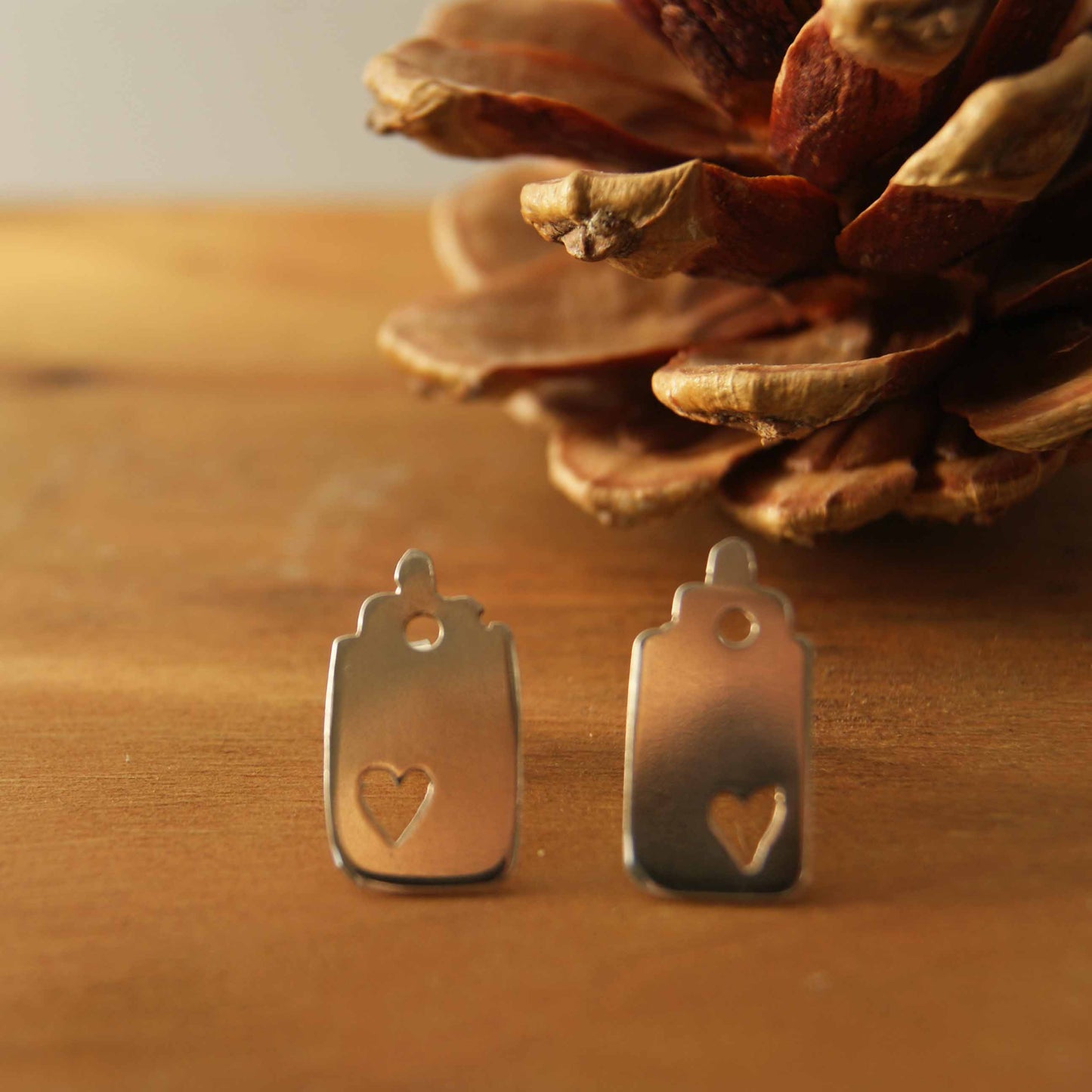 Tag Stud Earrings - Silver